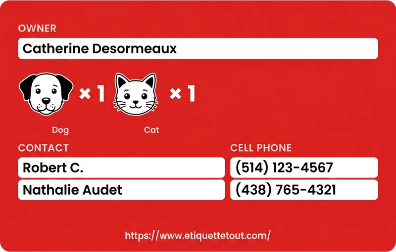 Save My Pet card — back with contact details