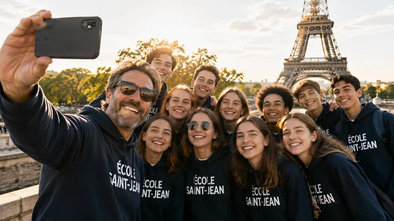 Groupe d'étudiants en voyage à Paris