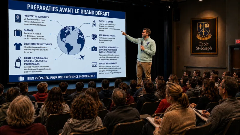 Étudiants en voyage avec effets identifiés